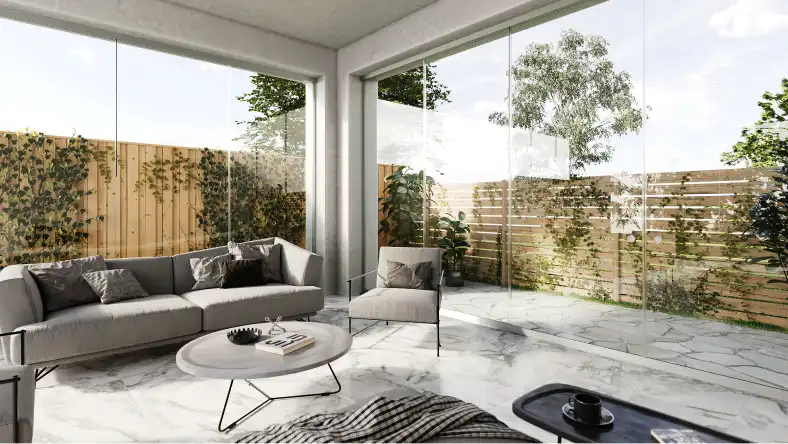 Frameless Sliding Glass Wall